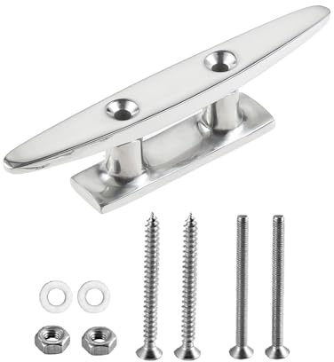 Yetaha 4 Zoll Klampe, Bootsklampe aus Edelstahl, Festmacher Klampe 10 x 5,5 x 2,5 cm mit Schraube sowie Muttern für Yacht Marine
