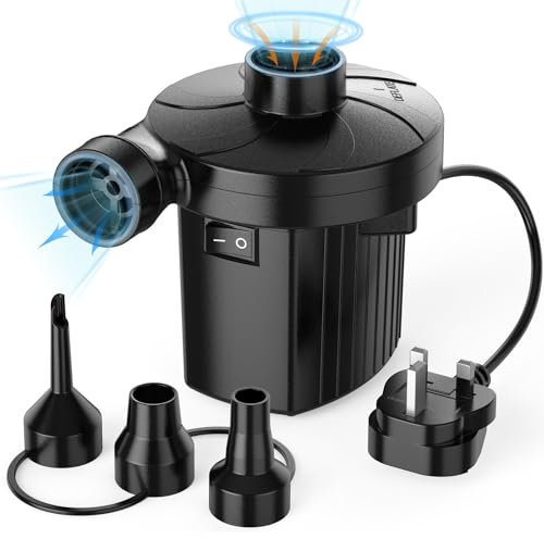 Electric Air Pump for Inflatables,Portable Quick-Fill Air Pump with 3 Nozzles, 230V AC/150W 50Hz, Inflator Deflator Pumps for Outdoor Camping, Air Mattress Bed,Boat,Inflatable Cushion,Couch,Pool Float