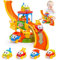 Jouets pour Enfants de 1, 2, 3 Ans, garçons et Filles, Jouets éducatifs pour Enfants 12-18 Mois, Toboggan éléphant avec 4 Voitures d'animaux