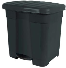 DRW Poubelle noire à pédale écologique avec 2 compartiments pour sacs de 46 litres 45 x 41 x 47 cm