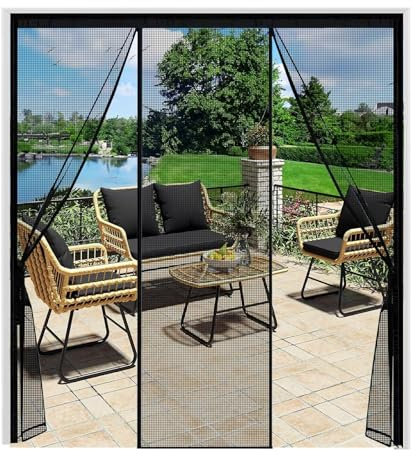 Zanzariere Per Porte Finestre 280x250cm Nero Zanzariera Tenda, Fissa di Dimensioni Zanzariera con Calamita-Chiusura Automatica per Porte Finestre Balcone Soggiorno