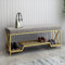 Moderne gepolsterte Sitzbank mit goldenem Schuhregal, Samt, Grau, 100 x 35 x 45 cm