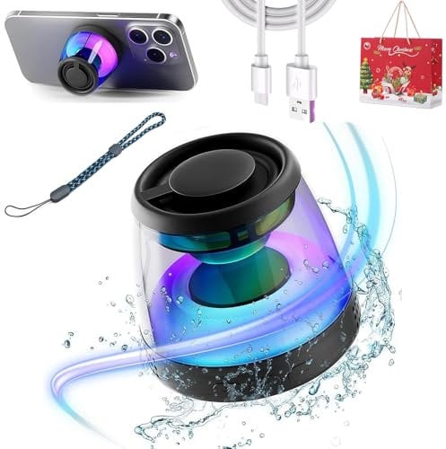 Gienslru Magvibe Speaker, Magvibe Sound Pillar, portable speaker bluetooth, Magnetic Bluetooth Speaker, IPX6 Waterproof Wireless Hi Fi Sound Speaker With RGB Light, for Party, Game, Camping (Black)