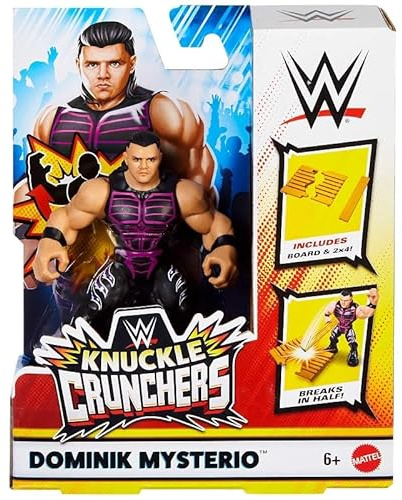 WWE Knuckle Crunchers – Figur mit Gelenken, 10 cm – Figur Dominik Mysterio mit Zubehör