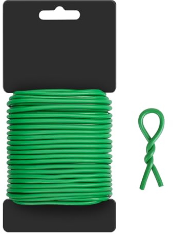 dabinzhijia 30M Weiches Pflanzendraht 3,5mm, Grüner Gummierter Draht für Kletterpflanzen, Reben, Sträucher und Blumen, Leicht zu Schneiden, Schont die Stämme (Style 1)