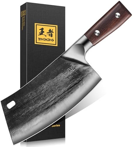 ENOKING Kitchen Knife, Hand Forged Chef Knife, German High Carbon Stainless Steel Meat Knife, Chinese Knife with Full Tang Handle for Home Kitchen and Restaurant