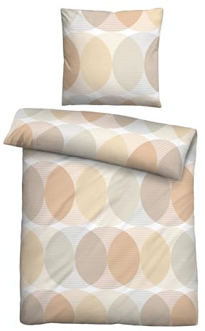biberna Bettwäsche Tencel 0474493 Kreise 1x 155x220 cm + 1x 80x80 cm, Gold