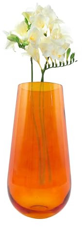 Point-Virgule Vase decoratif, décoration Maison, Vase Fleur en Verre, Orange, 17.5x35cm