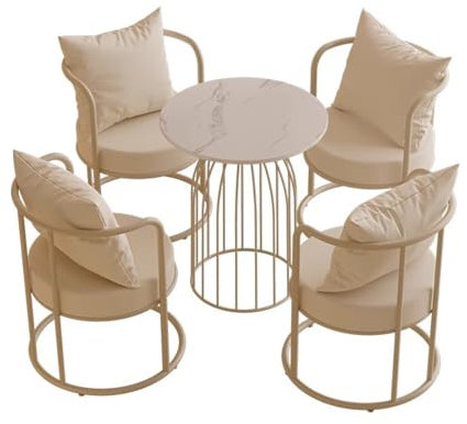 WRYsqbhjyb Rundes Esstisch-Set, Ledersofa-Stuhl, Verhandlungstisch und Stuhl, Freizeit-Couchtischstuhl, Geeignet for Wohnzimmer, Café, Bekleidungsgeschäft, Schönheitssalon