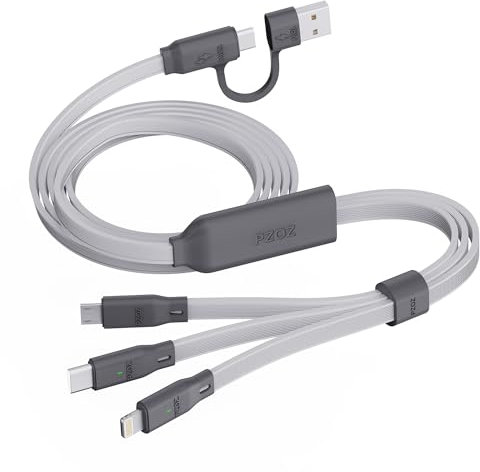 PZOZ Multi Ladekabel 3 in 1 vom USB C Schnellladekabel Typ C [100W] Lightning Ladekabel [27W] MICRO USB A Kabel [10W] für iPhone 17 16 15 14 iPad Pro MacBook Samsung (3-in-1)