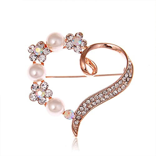 Broche cœur for femme, jolie broche argentée, idéale for une fête ou un cadeau de bureau.(Rose gold)