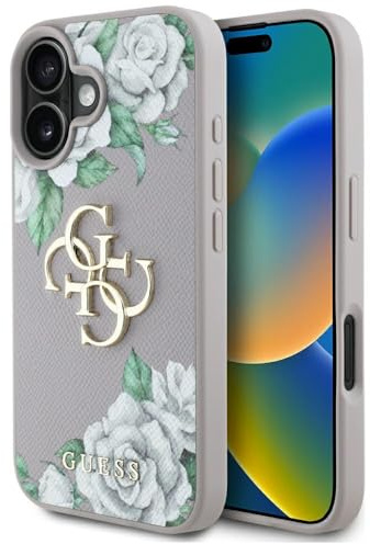 CG MOBILE Guess Grained Roses Big 4G-Logo für iPhone 16 (Lila)