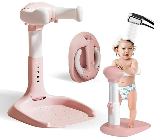 NEYYOS Baby Badewannenständer Duschständer Höhenverstellbar Zusammenklappbar - Duschhilfe Faltbar Badewanne Ständer Platzsparend, Stehhilfe - Kleinkinder Rutschfester Badeturm Badständer