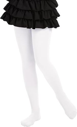 AMIYOYO Thermo Strumpfhose Mädchen Gefütterte Leggings Kinder Ballettkleidung Winter Warm Lined Tights Verdicke Treggings Innenfutter (Weiß,L)