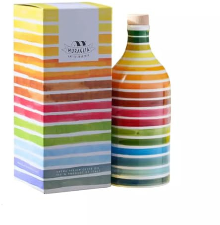 Regenbogen-Keramik-Geschenkbox mit nativem Olivenmaueröl extra 500 ml