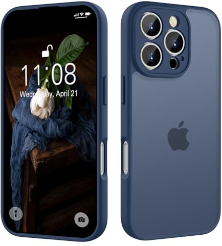 KPPIT for iPhone 16 Pro case,Blue | [Shockproof Military Grade Drop Protection] [Frosted Translucent]