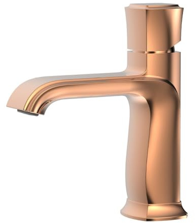 XYNSNDB Miscelatore lavabo Oro Rosa - Rubinetto lavabo Bagno Caldo e Freddo in Ottone a 1 Foro - qualità di Installazione Semplice per bagni di Lusso