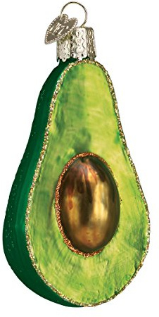 Old World Christmas Avocado Guacamole Glass Blown Ornament for Christmas Tree, Handcrafted Holiday Decoration, Food Collection