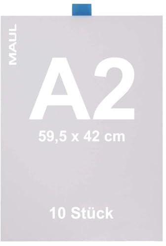 MAUL Ersatzfolie A2 (10 Stück) | Folie für Kundenstopper A2, Klapprahmen A2, Bilderrahmen A2 | UV-stabilisierte Anti-Reflexionsfolie | Schützt vor Ausbleichen | Transparent
