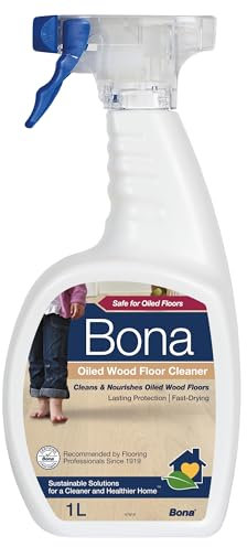 Bona Oiled Wood Floor Cleaner Liquid, Wooden Floor Cleaner, for Oiled Wood Floors, 1 Litre Spray Bottle