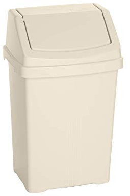 funky gadgets Wham 50L Swing Bin White,Silver,Teal,Purple,Cream Rubbish Dustbin Plastic Lided Bins Home Kitchen Office (Cream)
