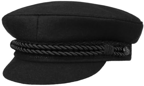 HAMMABURG Elbsegler Mütze Schwarz für Herren - traditionelle Kapitänsmütze mit Innenfutter - Matrosenmütze aus Tuch - Größe 59 cm, L - Schirmmütze mit Kordel, kurzem Visor und silbernen Knöpfen