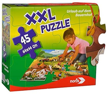 Noris 606031565 - XXL Riesenpuzzle, Urlaub auf dem Bauernhof - mit 45 Teilen (Gesamtgröße: 64 x 44 cm) - für Kinder ab 3 Jahren