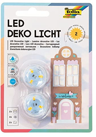 folia 982 - Deko LED Licht, 2 Stück, warmweißes Licht, ideal als Teelichtersatz, für Laternen, Windlichter
