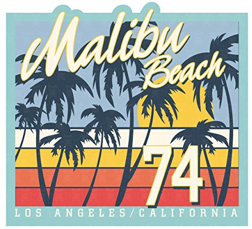 cut-it folientechnik & design MG029 / Malibu Beach Aufkleber ca. 8x7,3cm Hot Rod V8 Vintage Retro Look Surfer Paradise USA
