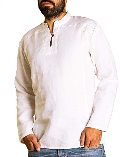 PANASIAM Shirt, Hemp, White, L, LS