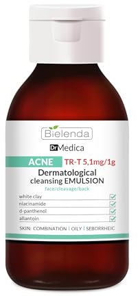 Bielenda Dr Medica Acne - Emulsione Detergente Dermatologica per Viso, Décolleté e Schiena, Lozione Detergente per Pelle Mista, Grassa e a Tendenza Acneica, 250 ml
