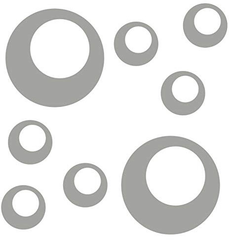 kleb-Drauf® | 8 Retro-Punkte | Silber - matt | Wandtattoo Wandaufkleber Wandsticker Aufkleber Sticker | Wohnzimmer Schlafzimmer Kinderzimmer Küche Bad | Deko Wände Glas Fenster Tür Fliese