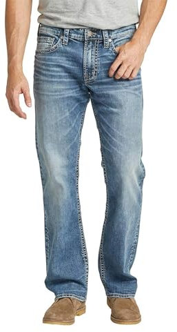 Silver Jeans Co. Herren Zac Relaxed Fit Straight Leg Jeans, Klassisches Dunkles Indigo, 36W / 30L