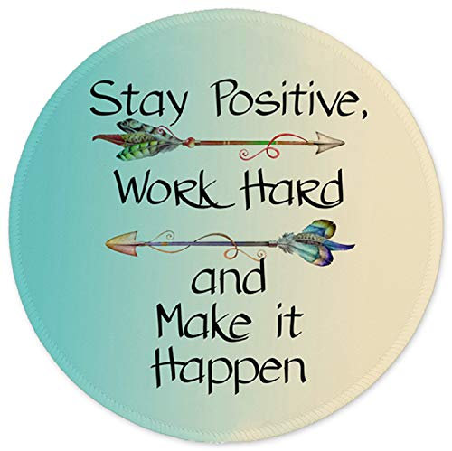 ITNRSIIET Mouse Pad with Stitched Edge, Mouse Mat Premium-Textured, Waterproof, Non-Slip Rubber Base Round Mousepad for Laptop Computer PC Office, Cute Design Desk Accessories, Inspirational Quote