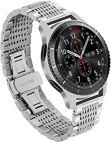 Kai Tian Compatible for Samsung Galaxy Watch 46mm Gear S3 Frontier Classic 22mm Métal Mesh Bracelets Montre Hommes Femmes Argent