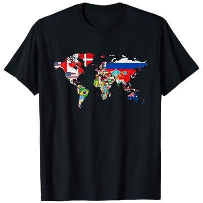 Drapeaux internationaux et carte du monde pour enfants T-Shirt