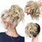 Tousled Updo Messy Bun Hair Extension Instant Ponytail With Elastic Rubber Band Updo Chignon Donut Scrunchies Extensions Hairpiece Synthetic Wavy Hair for Women Ash Blonde mix Bleach Blonde