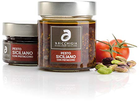 Sizilianisches Pesto mit Tomaten und Pistazien. Italienische Gourmet Spezialitäten | 190gr