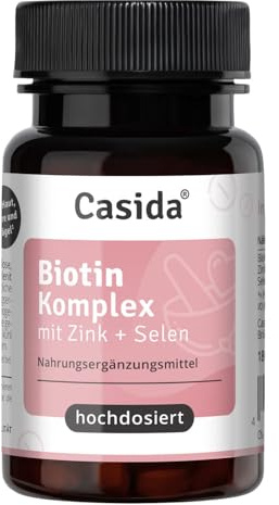 Casida Biotin Komplex hochdosiert 10.000 mcg Biotin + Selen + Zink für Haarwuchs, Haut & Nägel - 180 Tabletten vegan, ohne Zusatzstoffe