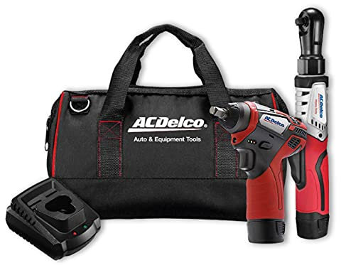 ACDelco ARW12103-K1 G12 Lithium-Ion 12V (10.8V) Brushless Electric 3/8” Cordless Ratchet Wrench & Impact Wrench Set Power Tool Combo Kit | Tool Set Includes x2 Battery Pack, x1 Charger & Canvas Bag