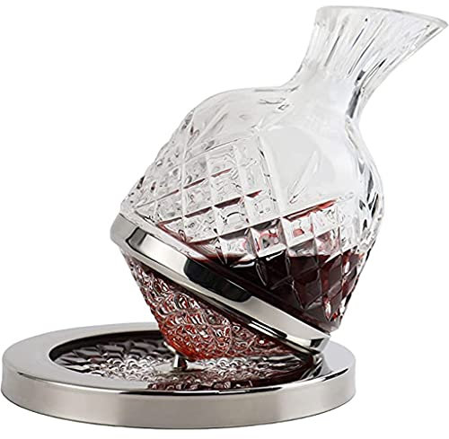 Dekantierer Whisky Karaffe Gravur Luxuriöse Weinkaraffe, Kristallglas-Likör-Dekanter, Leichtes Luxus-Haushandwerk, Graviertes Design, 360° Drehbar (Color : Clear, Size : 1500ml)