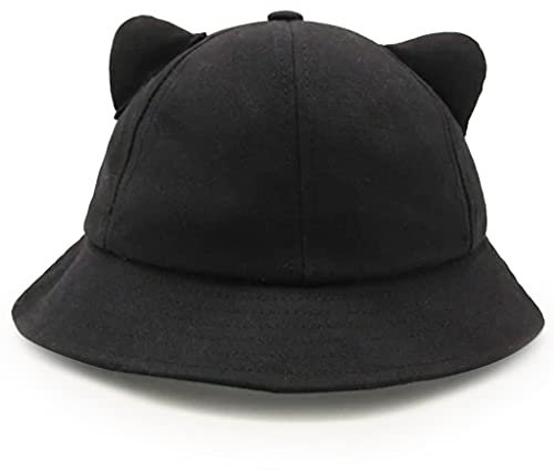 OKwife Cute Cat Ear Tail Cartoon Fisherman Hat Sweet Basin Student Hat for Girl Foldable Fisherman Travel Bucket Hat All-Match