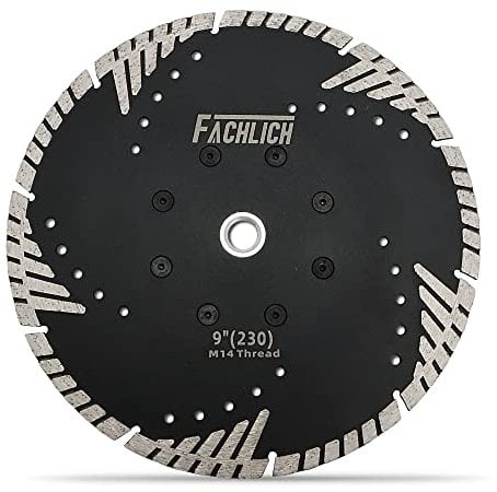 FACHLICH Diamant-Trennscheibe 230mm mit Turbo Schrägen Schutzzähnen für Beton Backstein Fliese Granit Marmor Mauerwerk