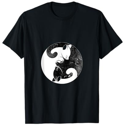 Yin Yang Symbol Katze Katzen Geschenk Yoga Yin und Yang T-Shirt