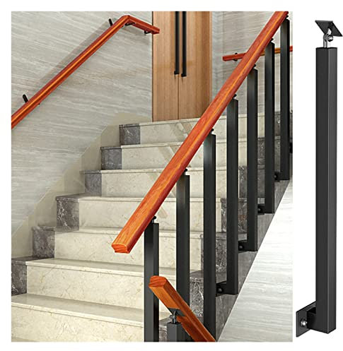 Handläufe Innen Schwarz Quadrat Treppenspindeln - 85/90/95/100 cm groß, Modern Eisen Geländer Stützstange, für Villen/ Hotel/ Balkon Dekor, Seitlich angebracht ( Size : Spindle Height-95cm(37.4in) )