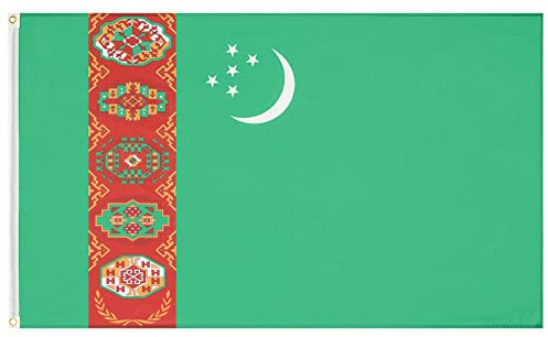 MUWO Flagge Nations Together 90 x 150 cm Nationalmanschaften, doppelseitige Gartenflagge, wetterfeste Fanflagge, Fußballflagge Polyester Länderfagge Deutschland mit Ösen (Turkmenistan)