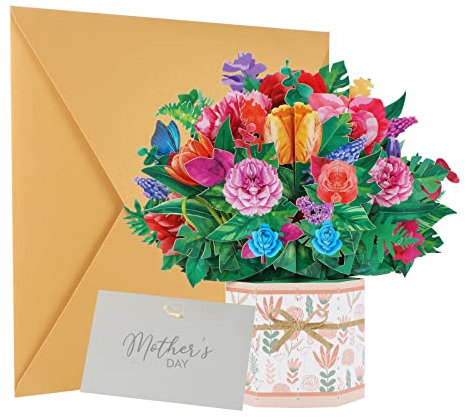 Rose Sonnenblume Papier Pop-Up Karten, 3D Pop-Up Blumen Bouquet Karten, Popup Grußkarte für Muttertag, Geburtstag, Valentinstag, Jubiläum Karte (12 Zoll)