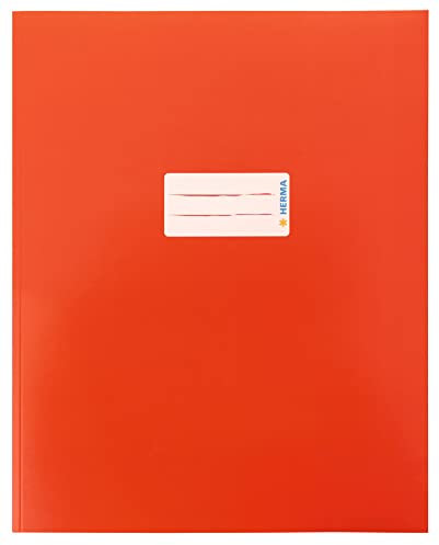 HERMA 20045 Heftumschlag Quart Karton Rot, Hefthülle mit Beschriftungsfeld aus stabilem & extra starkem Papier, Heftschoner für Schulhefte, farbig