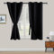 XWZO Blackout Curtains Shades Window Curtain Panels with Tiebacks- Noise Reduction and Thermal Insulated Eyelet Curtains for Bedroom,Living Room,Office,Study Room Black W46xL54