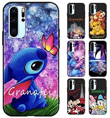 Personalisierte Handyhülle für Huawei P30 Pro Hülle 6,47,Anime Stitch Motiv Personalisiert Benutzerdefinierte Name Text Individuelle Case Weiche TPU Kratzfest Stoßfest Silikon Custom Schutzhülle